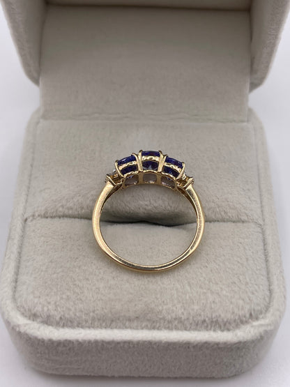 9ct gold tanzanite and diamond ring