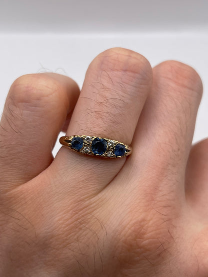 9ct gold sapphire and diamond ring