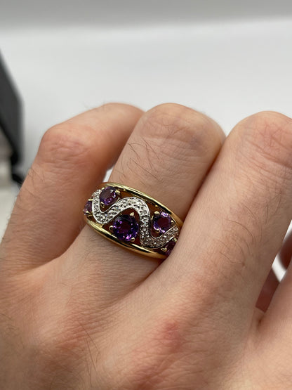 9ct gold amethyst and diamond ring