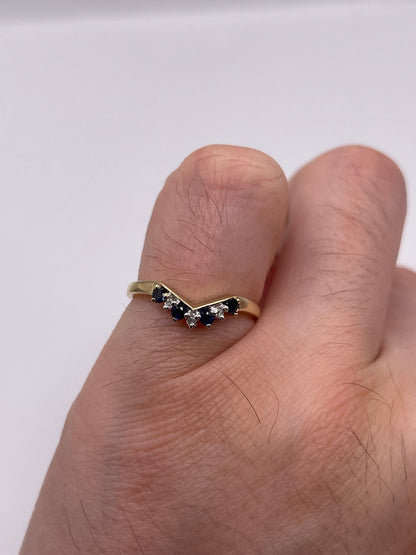 9ct gold sapphire and diamond wishbone ring