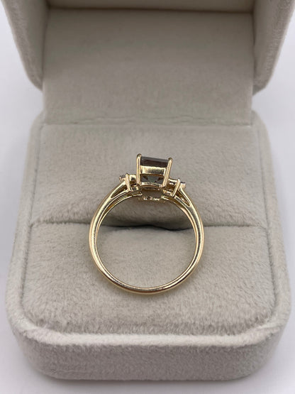 9ct gold mystic topaz and diamond ring