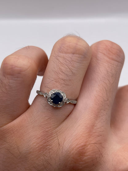 9ct white gold sapphire and diamond ring