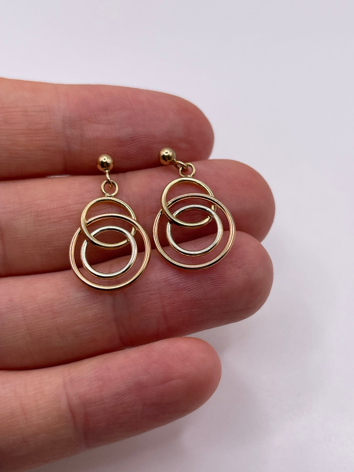 9ct tri gold earrings