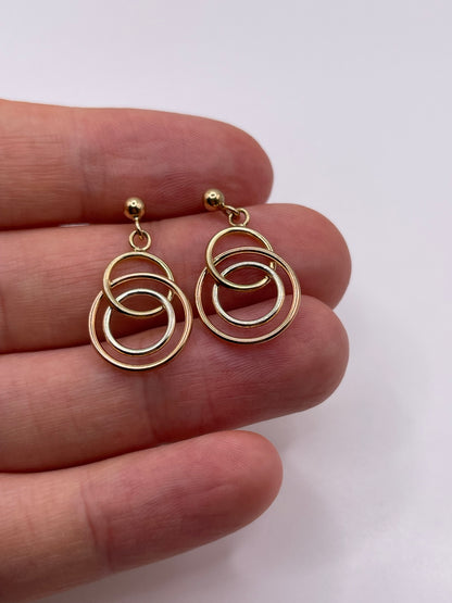 9ct tri gold earrings