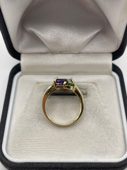 9ct gold multi gemstone ring