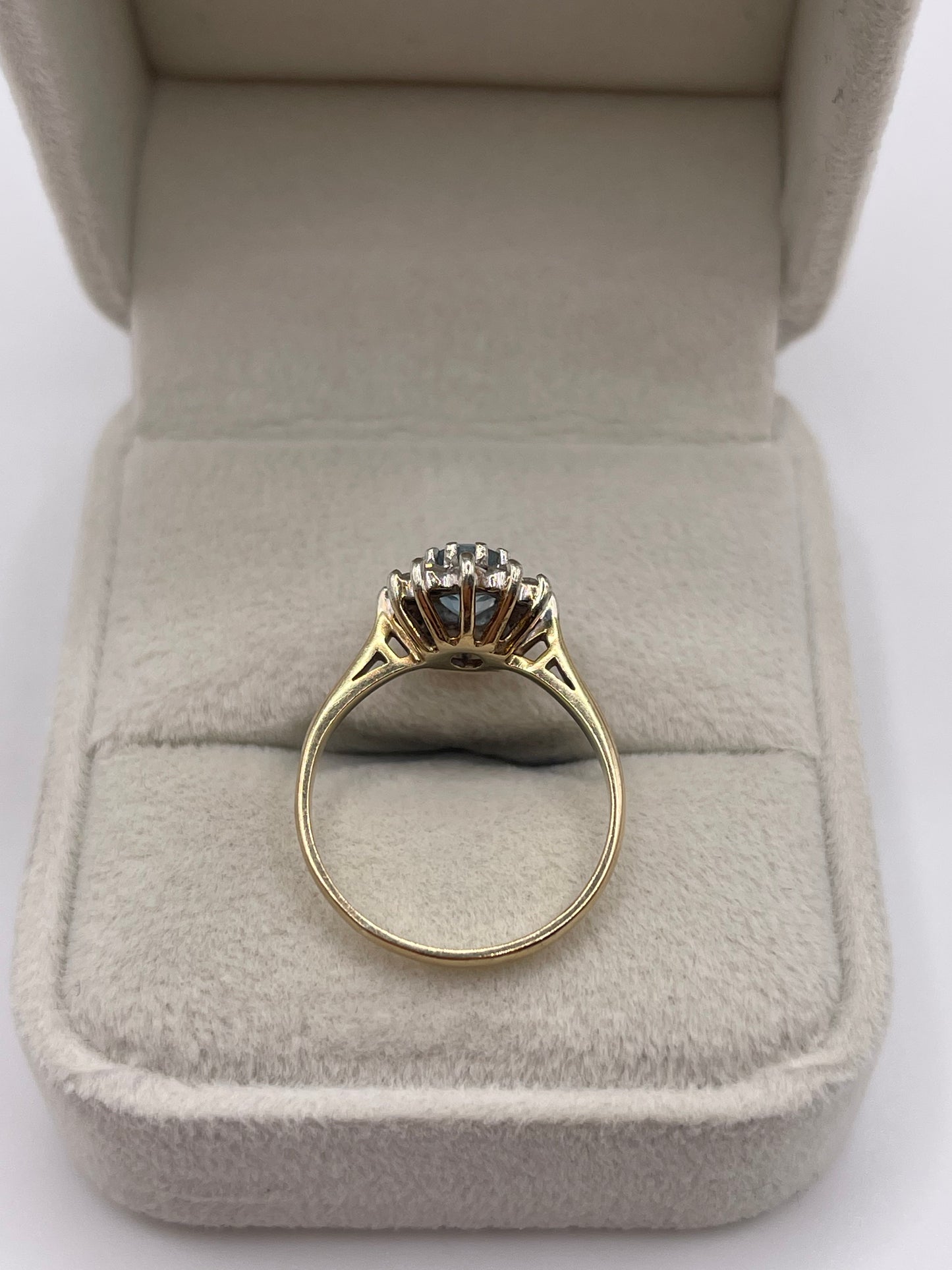 9ct gold aquamarine and diamond ring