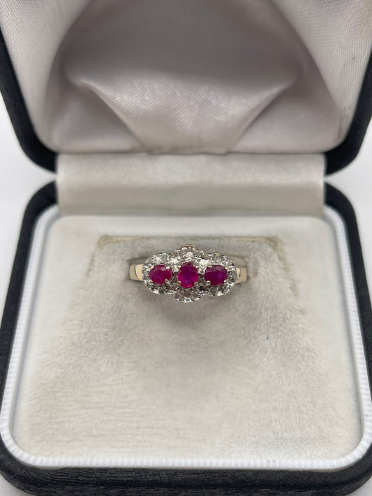 9ct gold ruby and diamond ring