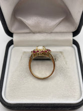 Load image into Gallery viewer, 9ct gold ruby and opal ring
