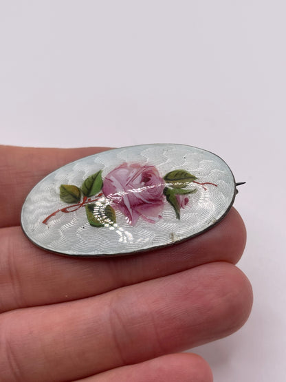 Silver enamel brooch
