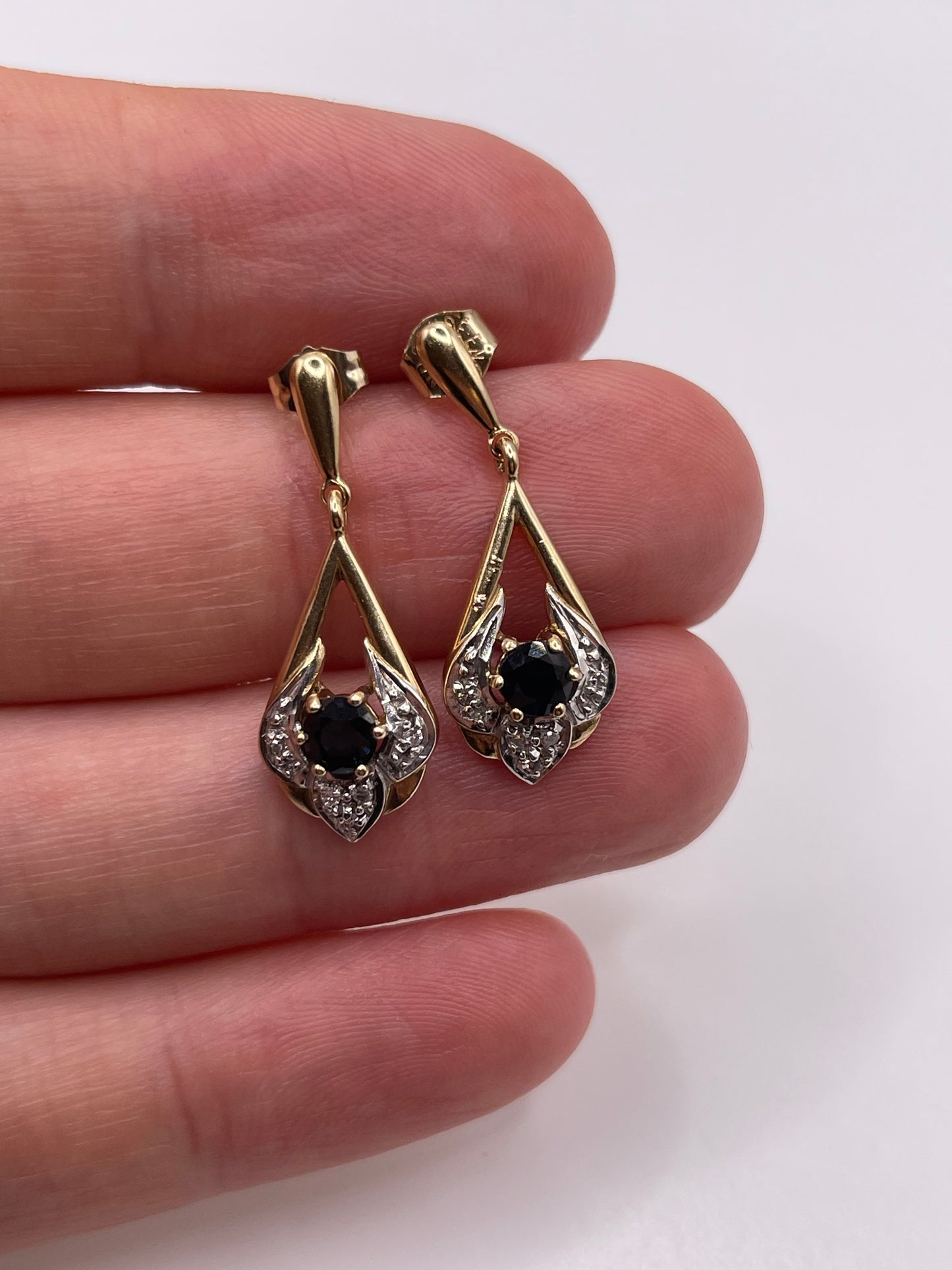 9ct gold sapphire and diamond earrings