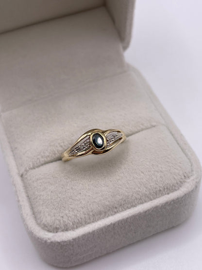 9ct gold sapphire and diamond ring