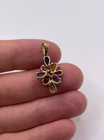 9ct gold multi-gem pendant