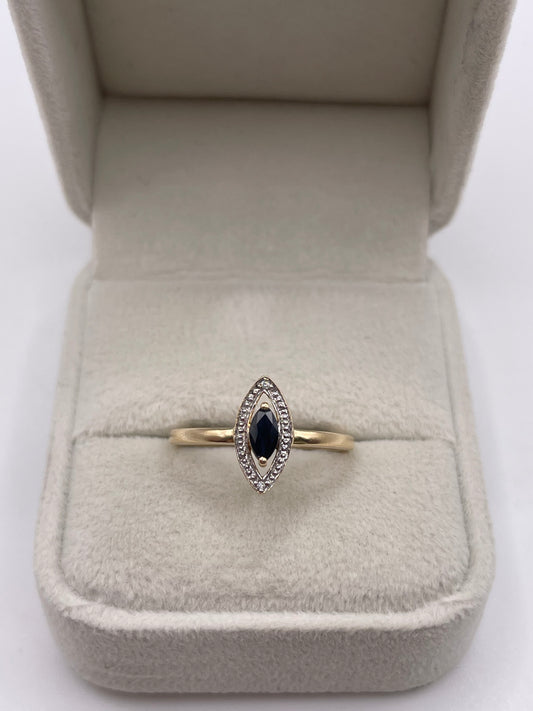 9ct gold sapphire and diamond ring