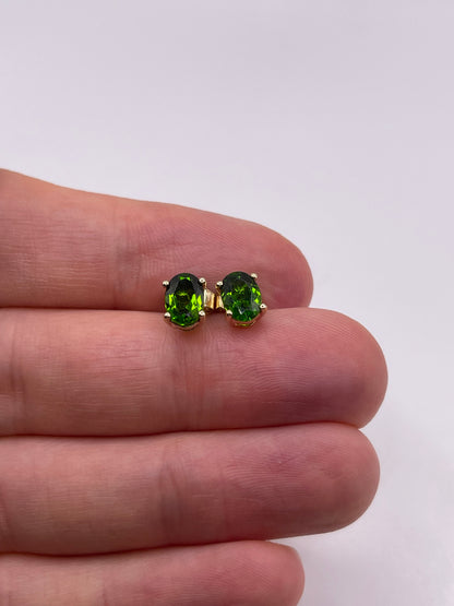 9ct gold diopside earrings