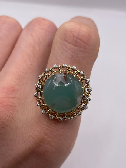9ct gold aquaprase and zircon ring