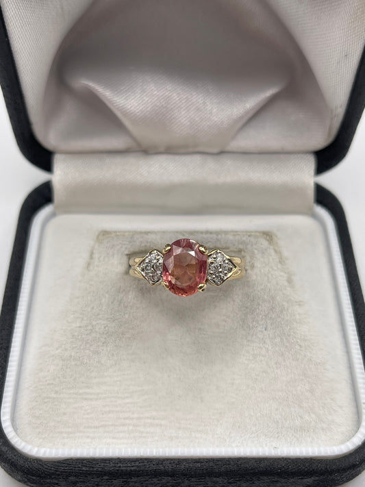 9ct gold tourmaline and zircon ring