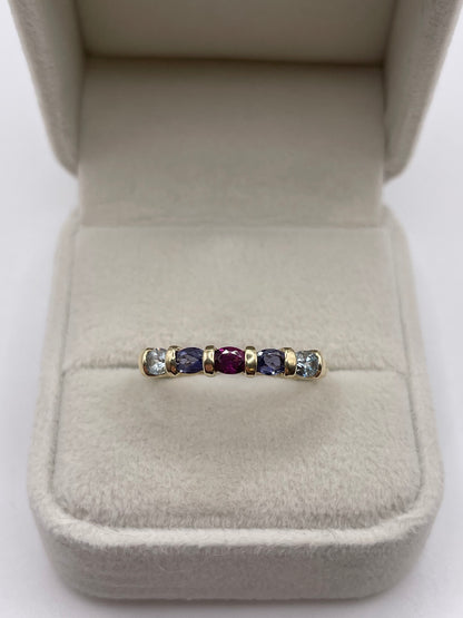 9ct gold multi gemstone ring