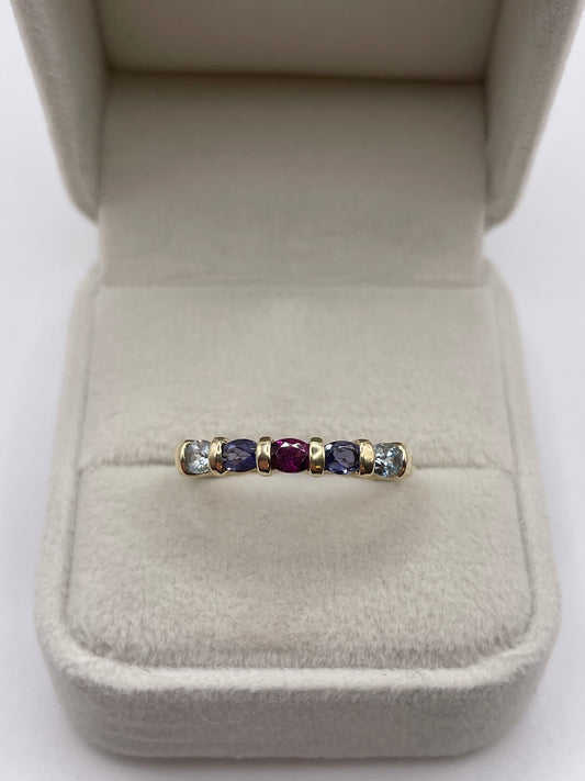 9ct gold multi gemstone ring