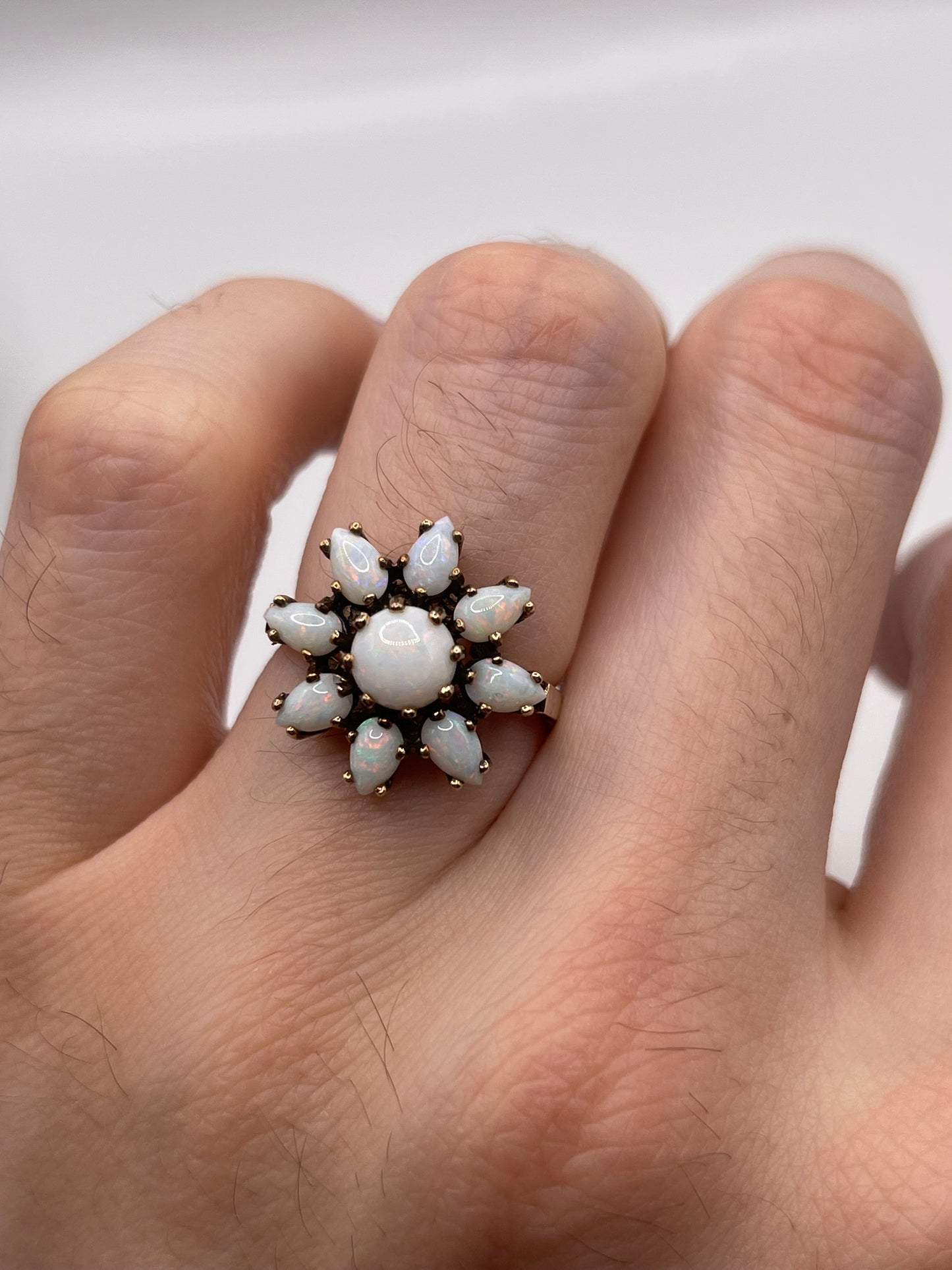 9ct gold opal cluster ring