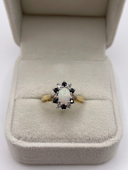 18ct gold opal and sapphire ring