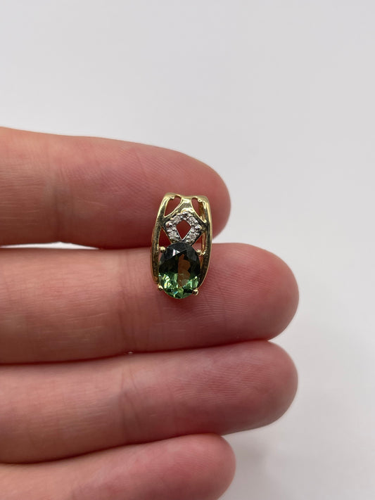 9ct gold tourmaline and diamond pendant