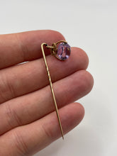 Load image into Gallery viewer, Antique 9ct rose gold amethyst fob stick pin
