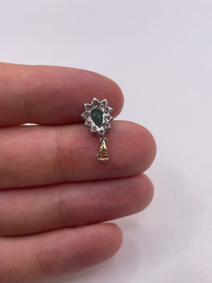 9ct gold emerald and cz pendant