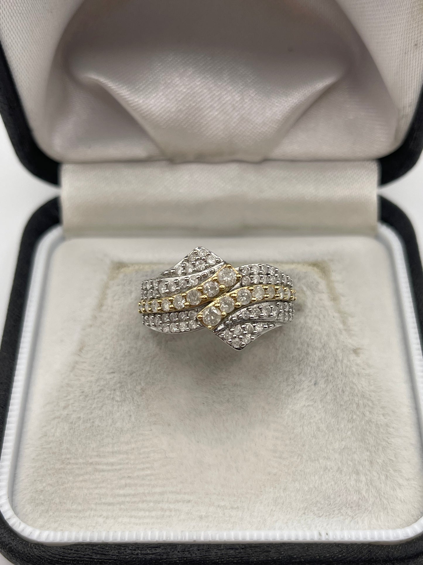 9ct two tone gold diamond cluster ring