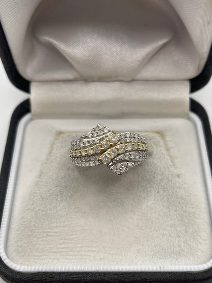 9ct two tone gold diamond cluster ring