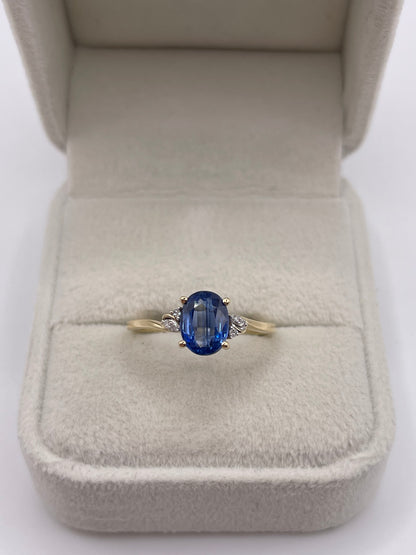 9ct gold kyanite and diamond ring