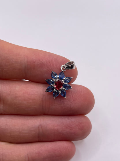 9ct white gold spinel and sapphire pendant