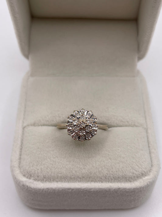 9ct gold diamond cluster ring