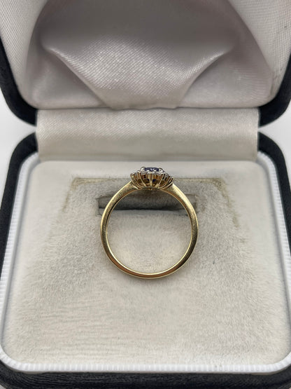 9ct gold tanzanite and zircon ring