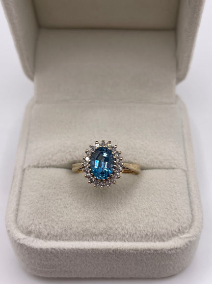 9ct gold topaz and diamond ring