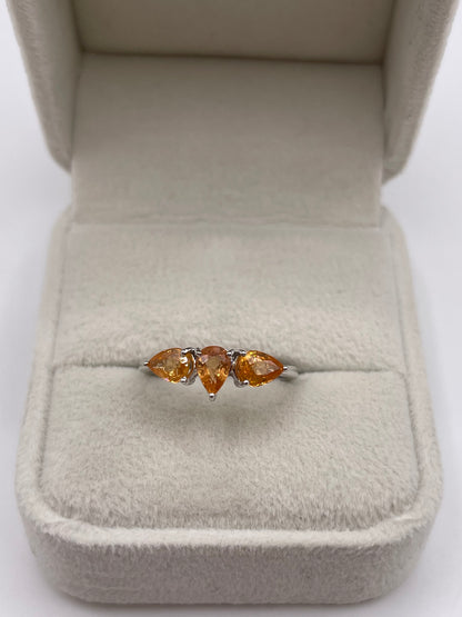 9ct white gold orange sapphire ring