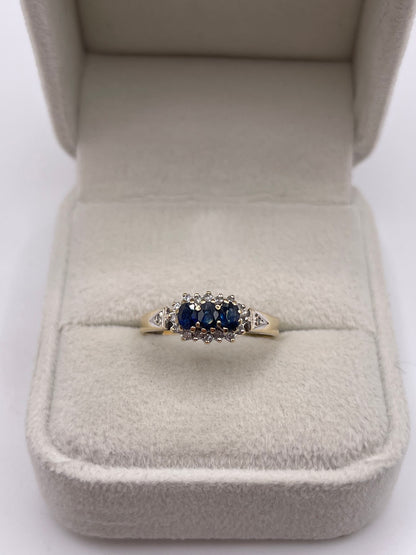 9ct gold sapphire and diamond ring