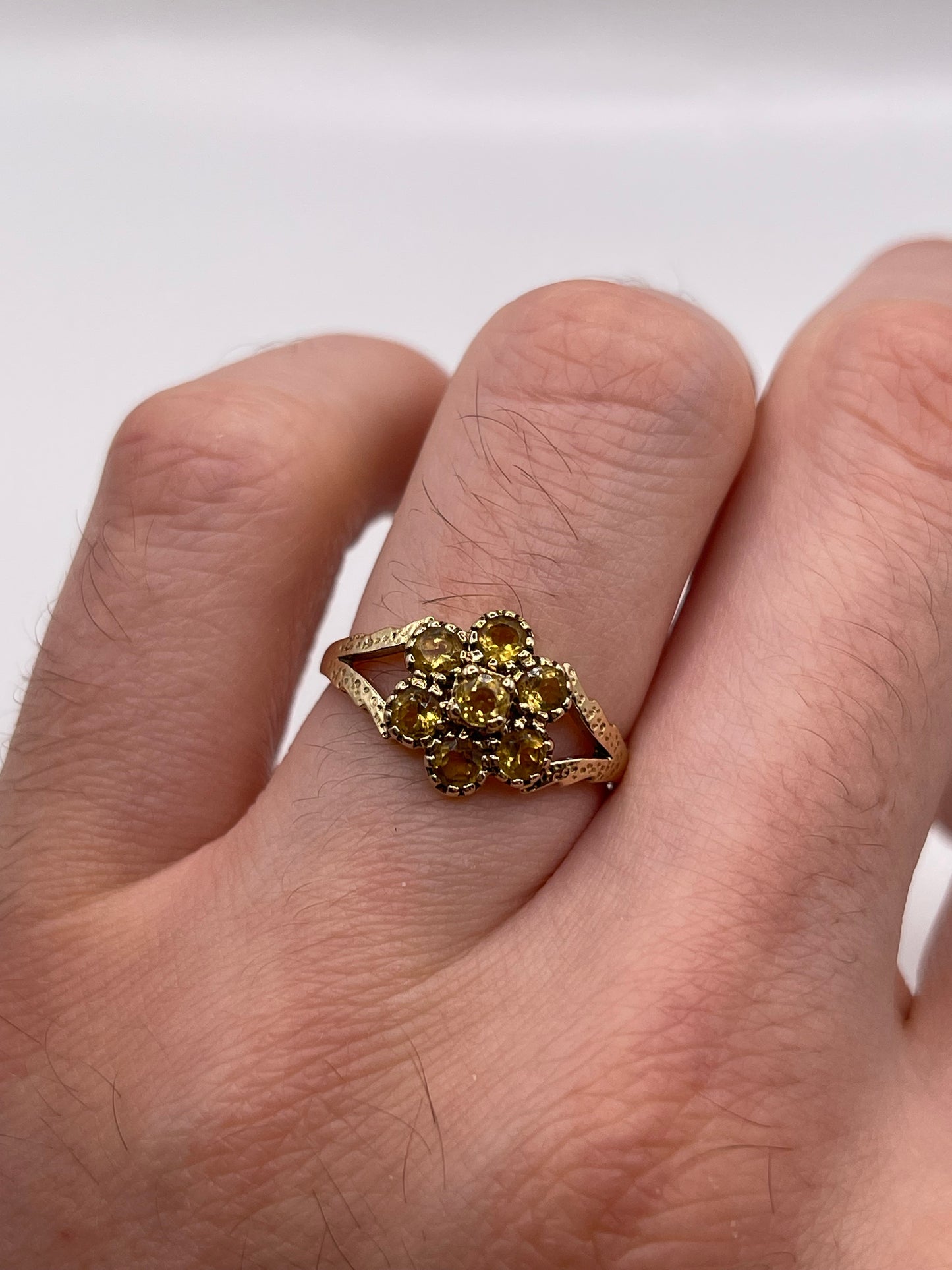 9ct gold citrine cluster ring