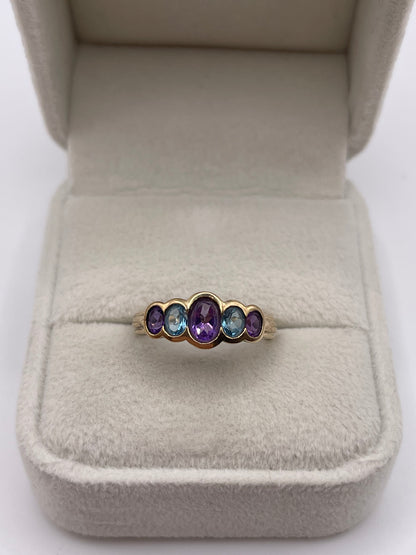 9ct gold amethyst and topaz ring