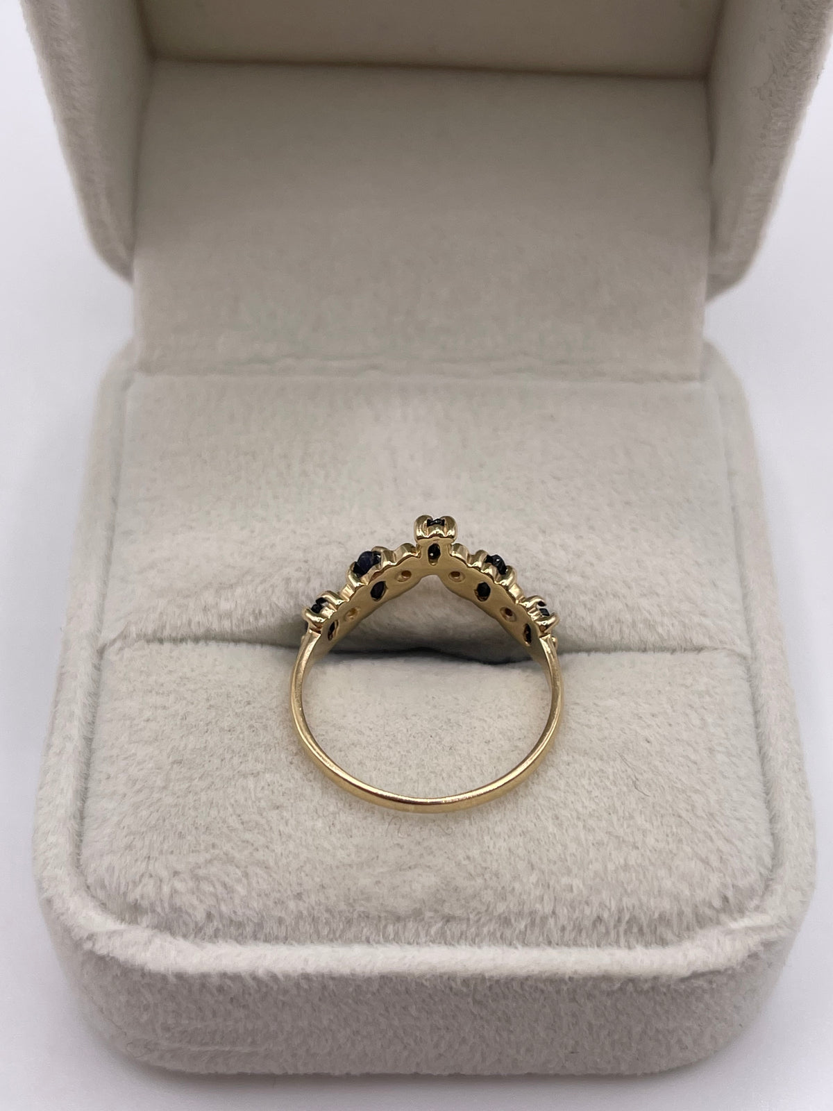 9ct gold sapphire and diamond wishbone ring