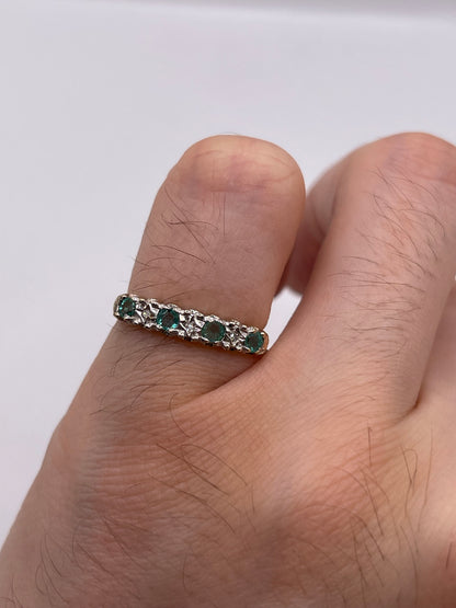 9ct gold emerald and diamond ring