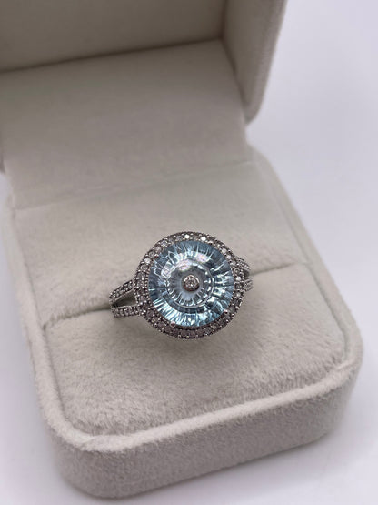 Glenn Lehrer 9ct white gold topaz and diamond ring