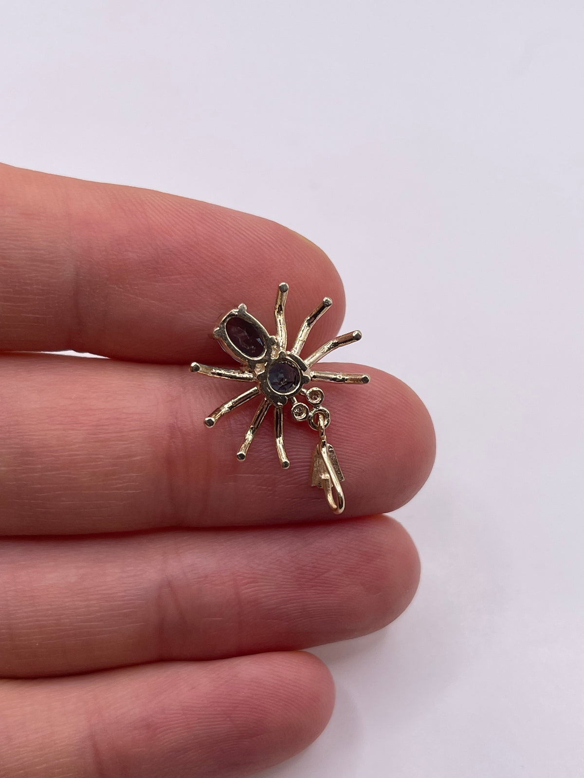 9ct gold London blue topaz and diamond spider pendant
