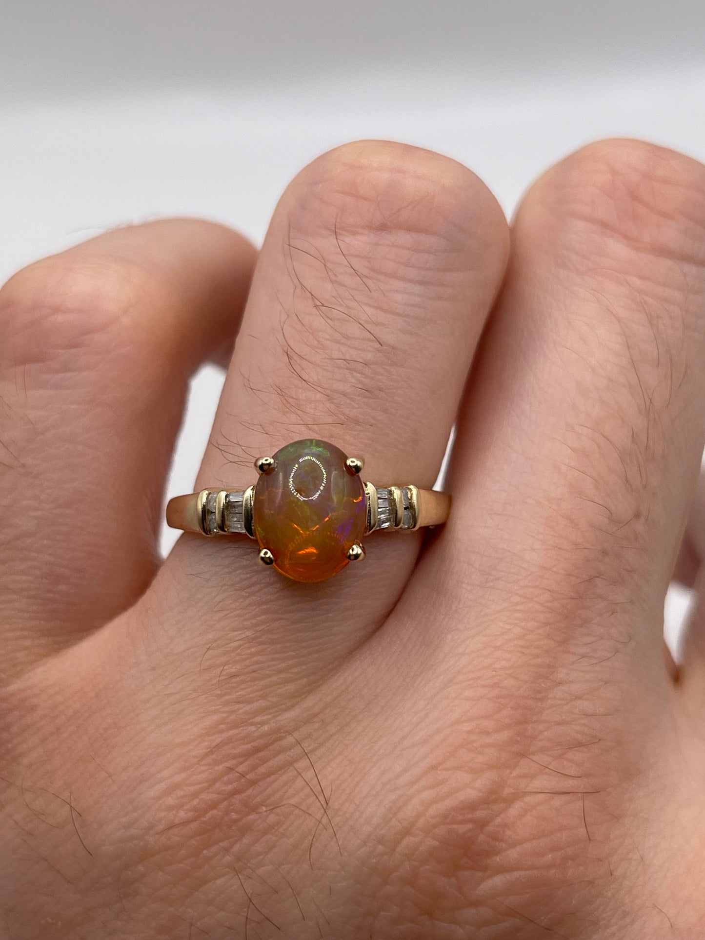 9ct gold opal and diamond ring