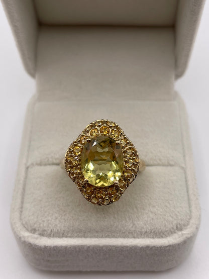 9ct gold citrine cluster ring