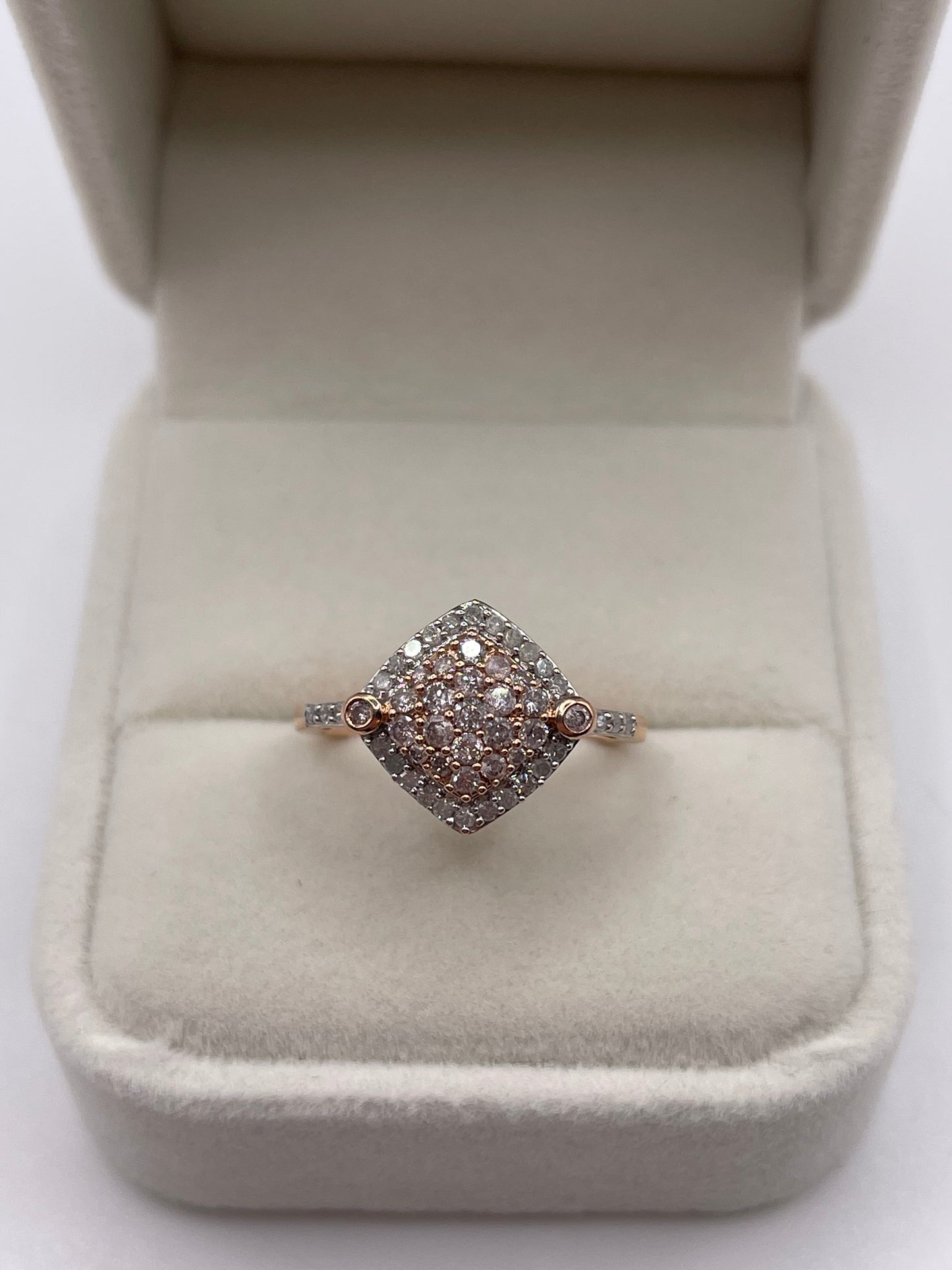 9ct rose gold diamond cluster ring