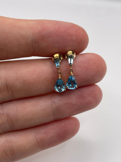 9ct gold blue topaz earrings