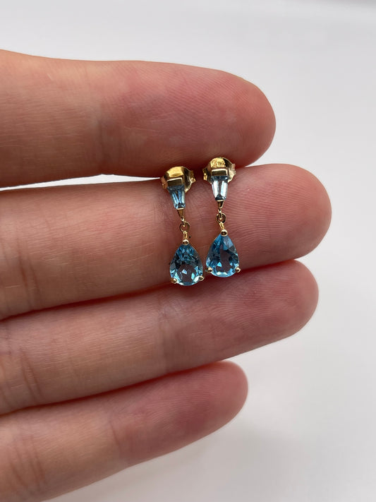 9ct gold blue topaz earrings