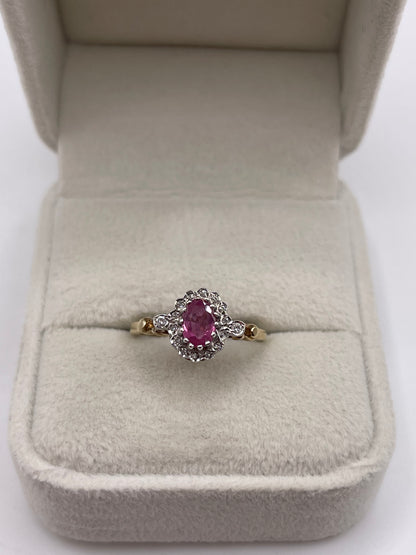 9ct gold ruby and diamond ring