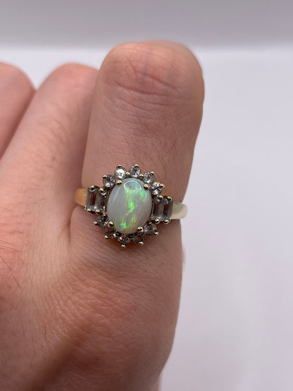 9ct gold opal and aquamarine ring