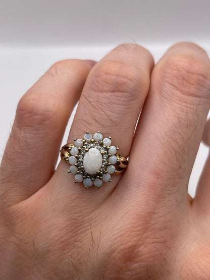 9ct gold opal and diamond ring